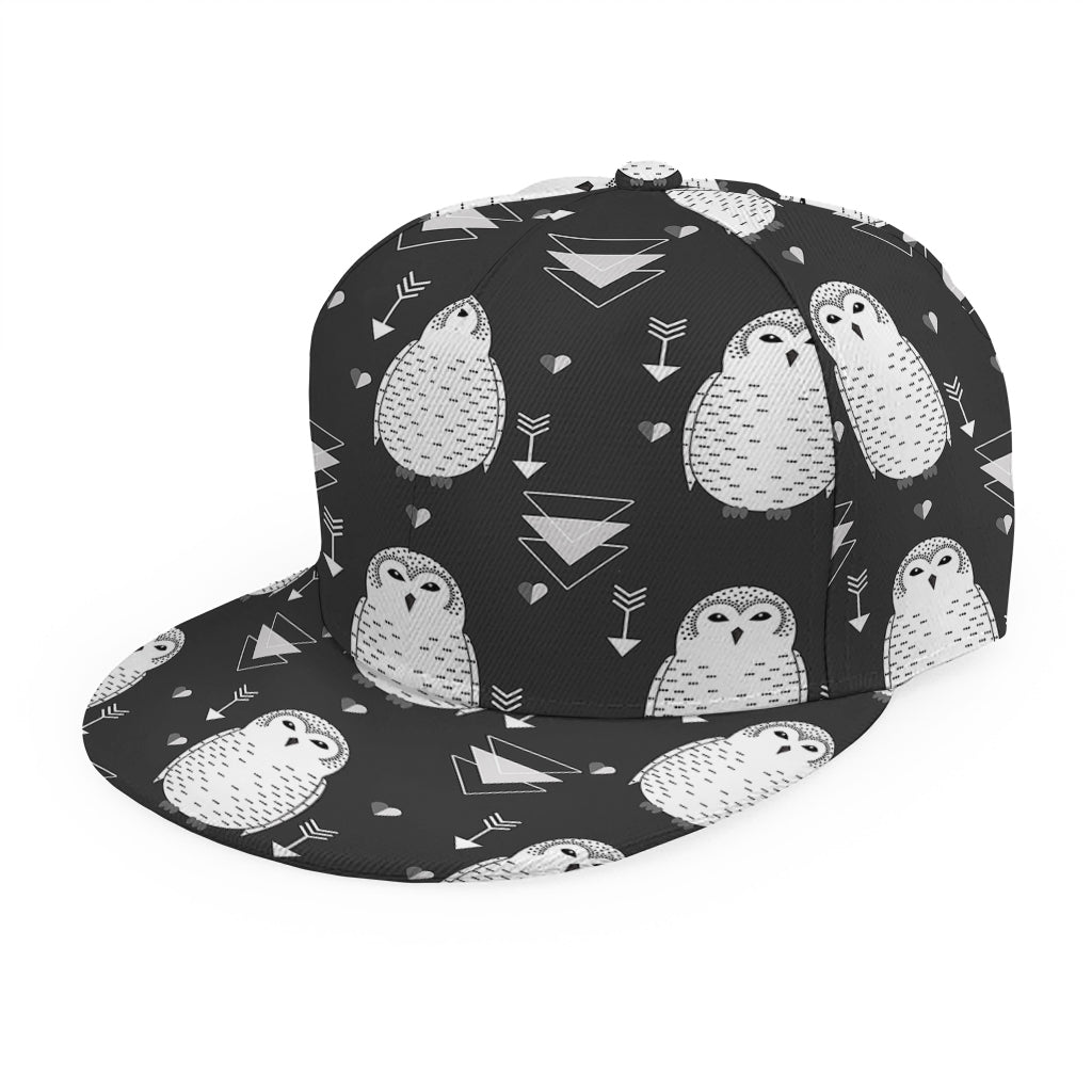 Cute White And Grey Owl Pattern Print Snapback Cap