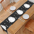 Cute White And Grey Owl Pattern Print Table Runner