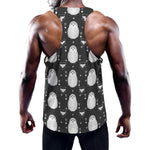 Cute White And Grey Owl Pattern Print Training Tank Top