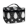 Cute White And Grey Owl Pattern Print Travel Makeup Bag
