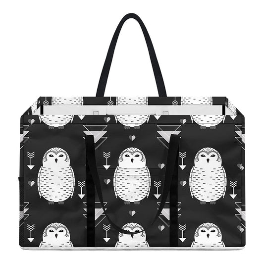 Cute White And Grey Owl Pattern Print Utility Tote Bag