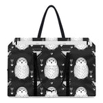 Cute White And Grey Owl Pattern Print Utility Tote Bag