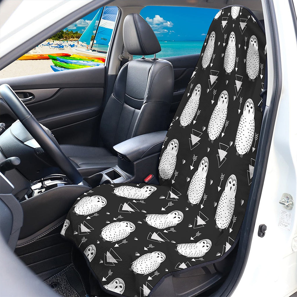 Cute White And Grey Owl Pattern Print Waterproof Car Seat Cover
