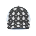 Cute White And Grey Owl Pattern Print White Mesh Trucker Hat