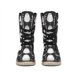 Cute White And Grey Owl Pattern Print Winter Boots