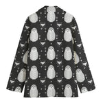 Cute White And Grey Owl Pattern Print Women's Blazer