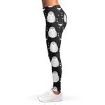 Cute White And Grey Owl Pattern Print Women's Leggings