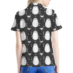 Cute White And Grey Owl Pattern Print Women's Polo Shirt