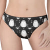 Cute White And Grey Owl Pattern Print Women's Thong