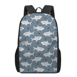Cute White Shark Pattern Print 17 Inch Backpack