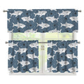 Cute White Shark Pattern Print 3 Piece Kitchen Curtains