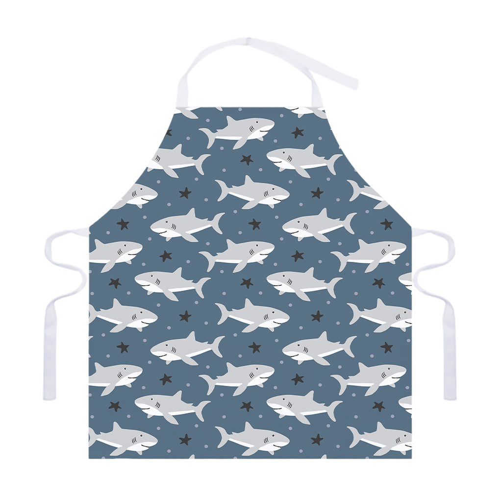 Cute White Shark Pattern Print Adjustable Apron