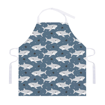 Cute White Shark Pattern Print Adjustable Apron