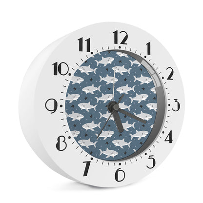 Cute White Shark Pattern Print Alarm Clock