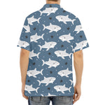Cute White Shark Pattern Print Aloha Shirt