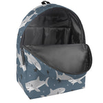 Cute White Shark Pattern Print Backpack