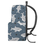 Cute White Shark Pattern Print Backpack
