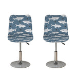 Cute White Shark Pattern Print Bar Stool Covers