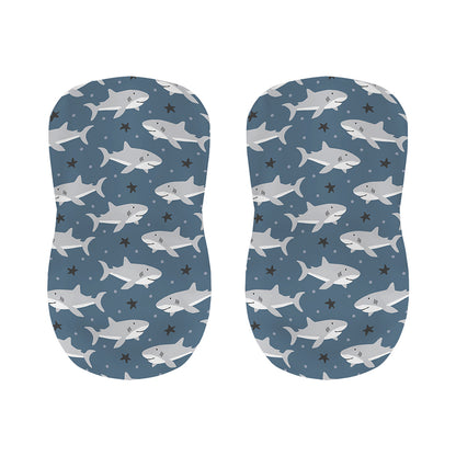 Cute White Shark Pattern Print Bar Stool Covers