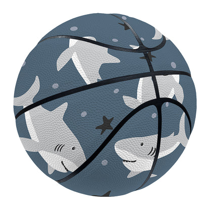 Cute White Shark Pattern Print Basketball