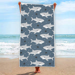 Cute White Shark Pattern Print Beach Towel