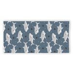 Cute White Shark Pattern Print Beach Towel
