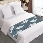 Cute White Shark Pattern Print Bed Runner