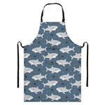 Cute White Shark Pattern Print Bib Apron With Pocket