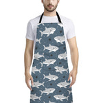 Cute White Shark Pattern Print Bib Apron With Pocket