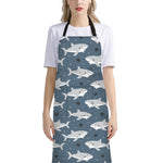 Cute White Shark Pattern Print Bib Apron With Pocket