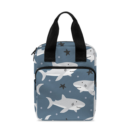 Cute White Shark Pattern Print Bible Tote Bag