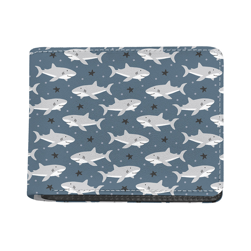 Cute White Shark Pattern Print Bifold Wallet
