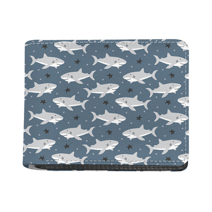 Cute White Shark Pattern Print Bifold Wallet
