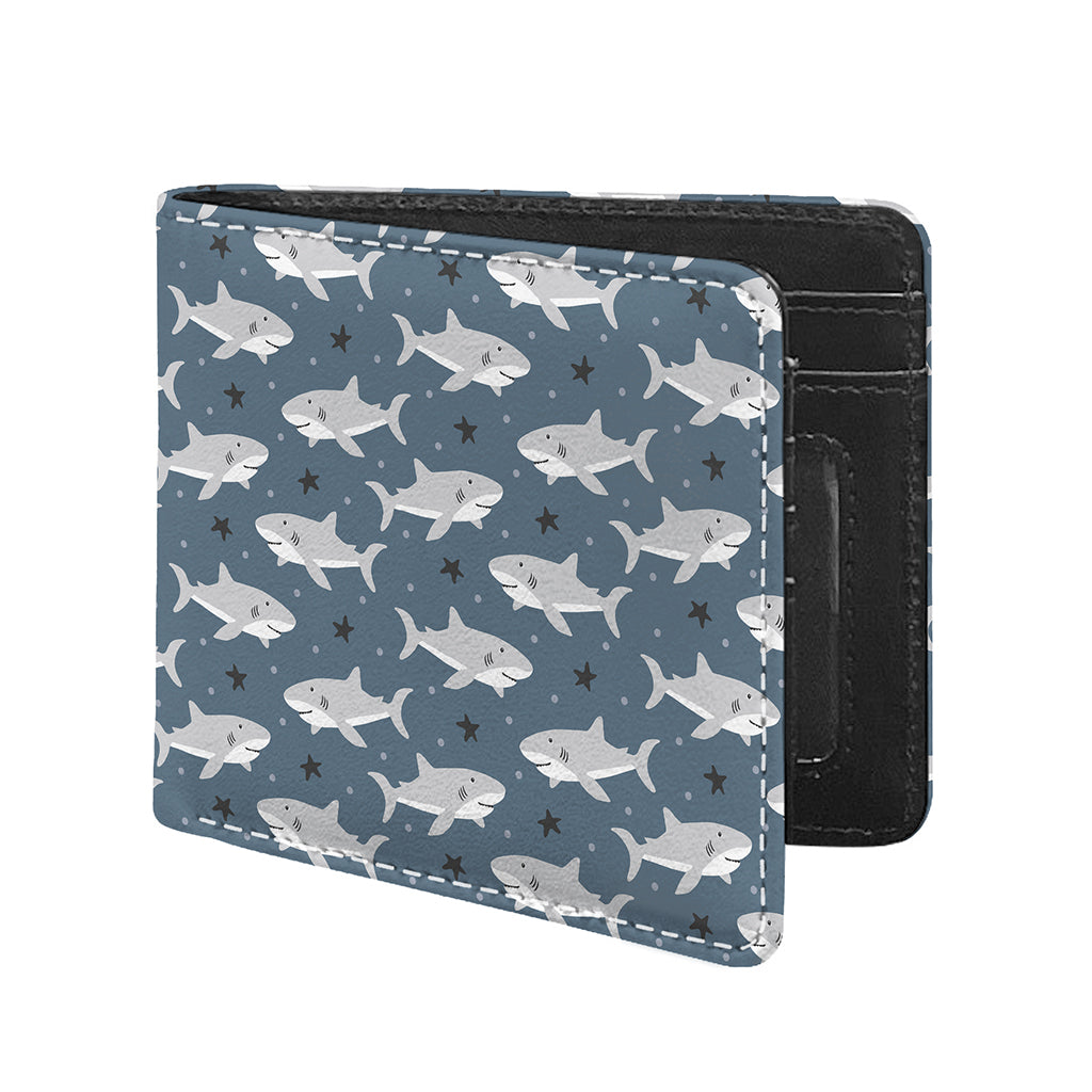 Cute White Shark Pattern Print Bifold Wallet
