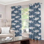 Cute White Shark Pattern Print Blackout Grommet Curtains