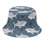 Cute White Shark Pattern Print Bucket Hat