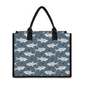 Cute White Shark Pattern Print Canvas Tote Bag