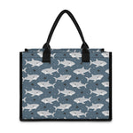 Cute White Shark Pattern Print Canvas Tote Bag