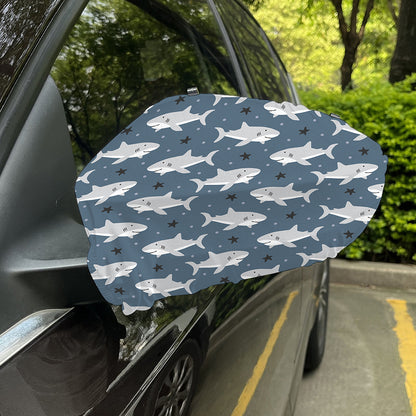 Cute White Shark Pattern Print Car Side Mirror Covers
