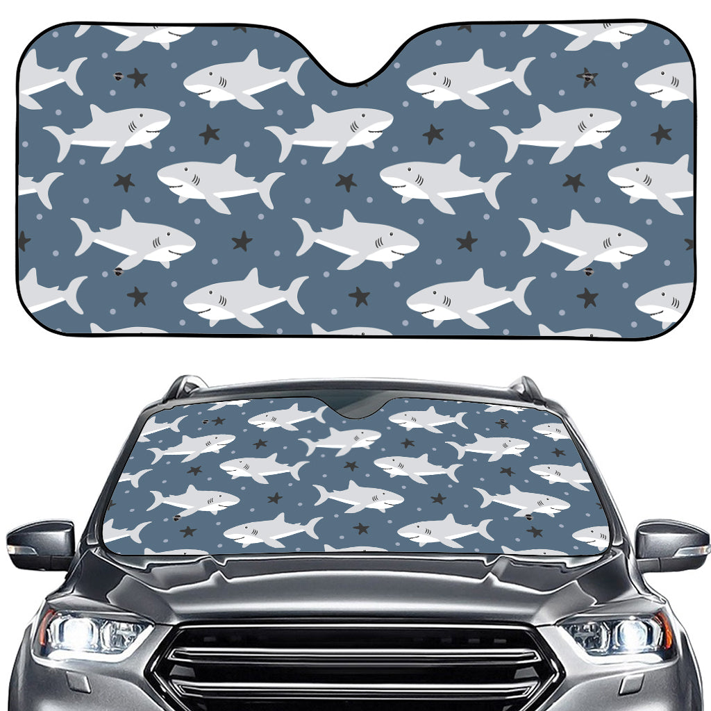 Cute White Shark Pattern Print Car Windshield Sun Shade