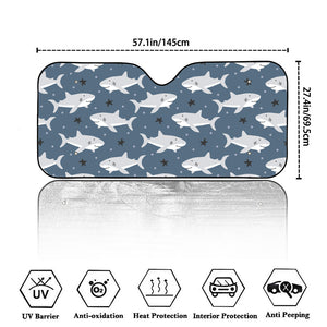 Cute White Shark Pattern Print Car Windshield Sun Shade