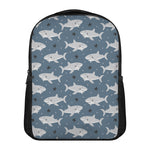 Cute White Shark Pattern Print Casual Backpack