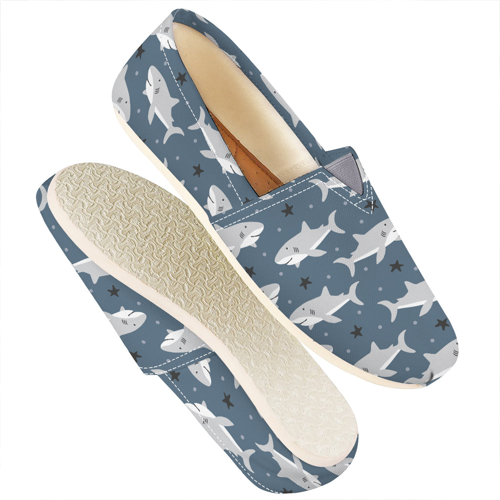 Cute White Shark Pattern Print Casual Shoes