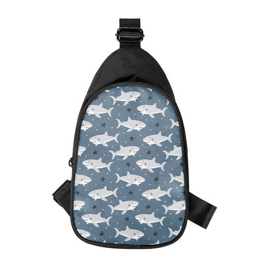Cute White Shark Pattern Print Chest Bag