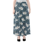 Cute White Shark Pattern Print Chiffon Maxi Skirt