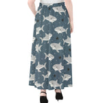 Cute White Shark Pattern Print Chiffon Maxi Skirt