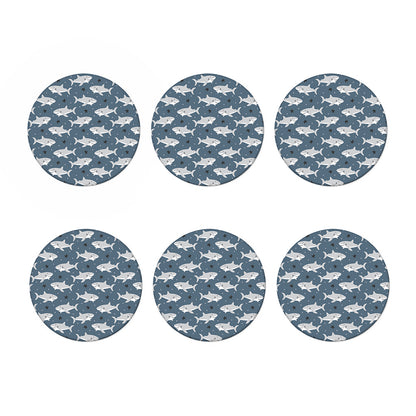 Cute White Shark Pattern Print Coaster Set