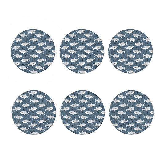 Cute White Shark Pattern Print Coaster Set
