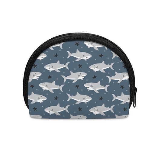 Cute White Shark Pattern Print Coin Purse