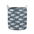 Cute White Shark Pattern Print Collapsible Laundry Basket